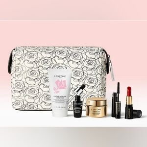 NEW！Lancome 6 Pieces Travel SZ Genifique-Absolue Cream-Rose Cleanser-Lipstick